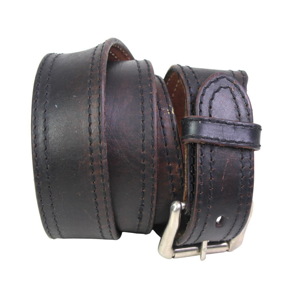 R.G. Bullco Leather Goods BLACK REAL LEATHER 1 5/8"Wd CASUAL MEN'S BELT 44 (64t